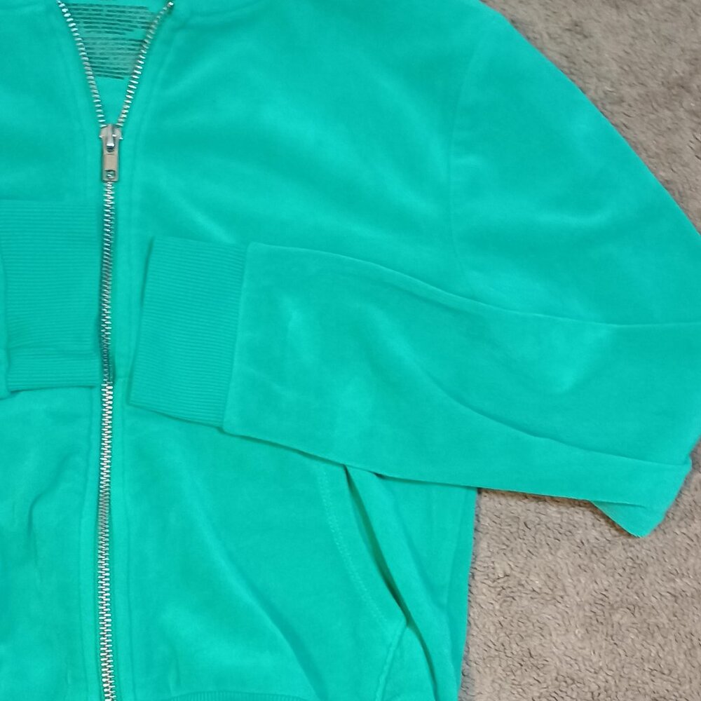 Art Class/Velour Zip Hoodie Jacket/Girls XL 14/Green Full Zip Cozy Y2K Streetwea - Picture 5 of 6